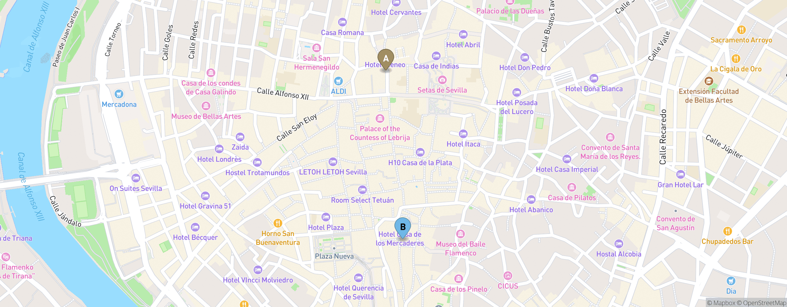 Mapa con ubicaciones de CoreStudio Pilates